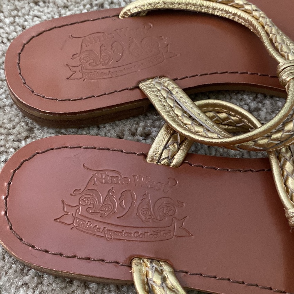 Nine West Gold Leather Braided Sandals - Picture 5 of 5
